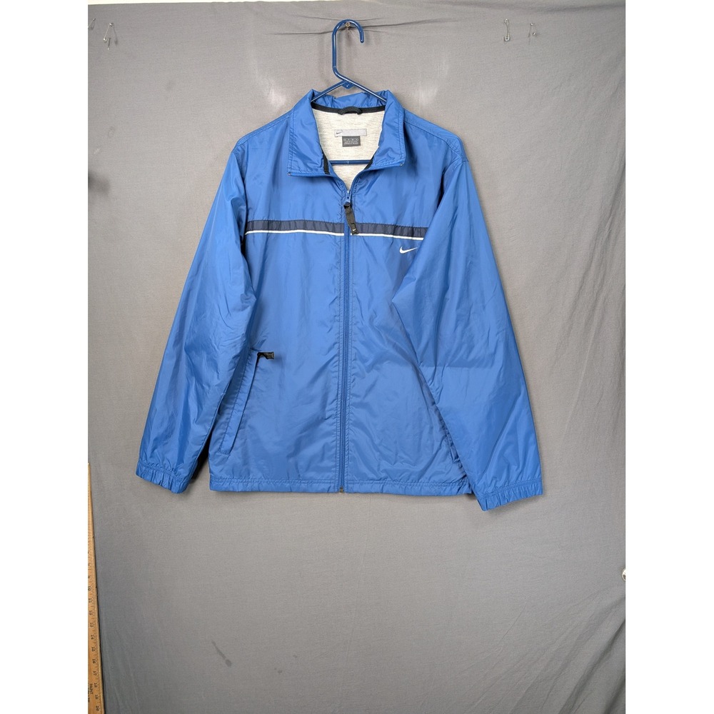 Nike Mens Blue Full Zip Windbreaker Jacket Small Embroidered Swoosh Logo